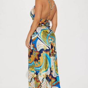 Robe longue en satin Simi - Multicolore