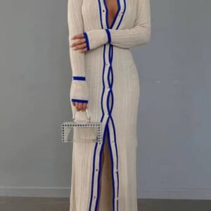 Robe à revers rayée