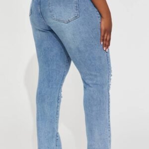 Pantalon jeans Mom dechiré - Bleu moyen délavé