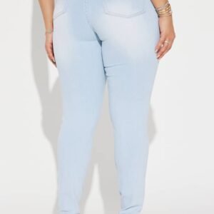 Pantalon jeans skinny taille haute effet vieilli Kenley - Délavé bleu clair