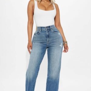 Pantalon jeans coupe droite Sweet Talker - Délavage moyen