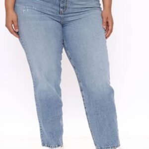 Pantalon Jeans Mom Taille Haute Très Spécial - Délavé Moyen