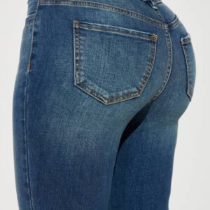 Pantalon Jeans skinny extensible à trois boutons Délavé foncé