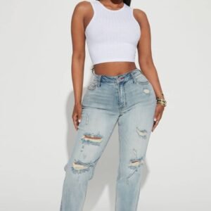 Pantalon Jeans Boyfriend Gerrit - Délavé Bleu Moyen