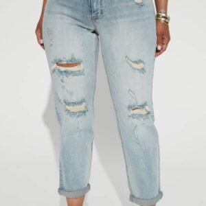 Pantalon Jeans Boyfriend Gerrit - Délavé Bleu Moyen