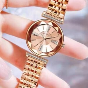 Montre Dame Suisse À Quartz De Forme Ronde De Luxe Et Élégante, Avec Des Diamants, Livrée Avec Un Bracelet En Titane, Une Bague, Un Collier En Zircone Cubique Et Une Boîte-Cadeau Pour Femmes