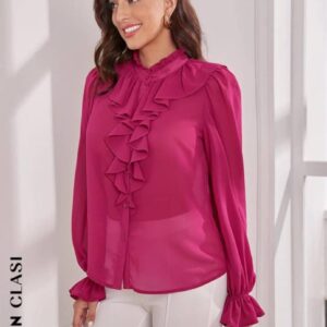 SHEIN Clasi Blouse À Volants Manches Évasées