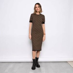 Robe Fendi Monogramme Marron