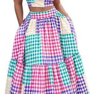 Robe de cheville pour femmes d'été Robe de Boho à volants sexy à deux pièces