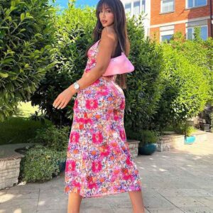 Robe longue à bretelles pour femme, motif floral, sexy, tendance,