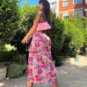 Robe longue à bretelles pour femme, motif floral, sexy, tendance,