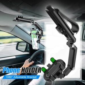 Support de téléphone de voiture multifonctionnel, pare-soleil, support de téléphone rapide, support de téléphone réglable à 1080 °