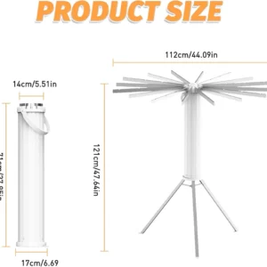 Étendoir à linge trépied avec 16 poteaux en acier inoxydable de 51 cm