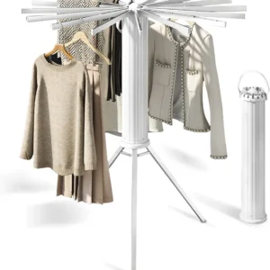 Étendoir à linge trépied avec 16 poteaux en acier inoxydable de 51 cm