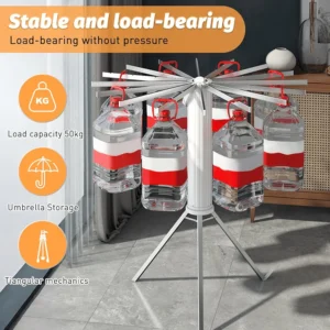 Étendoir à linge trépied avec 16 poteaux en acier inoxydable de 51 cm