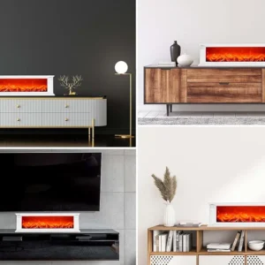 Cheminée Électrique Décorative Blanche – Meuble Chauffant Design & Cosy